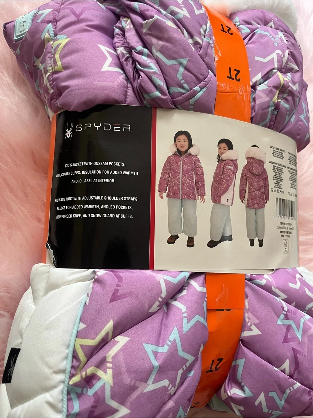2pcs Spyder Purple Star Snowsuit and LT Blue pants- 2T